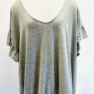 NWT SONOMA Women Short Sleeve Pullover V-Neck Elastic Waist Gray Shirt Size 3X